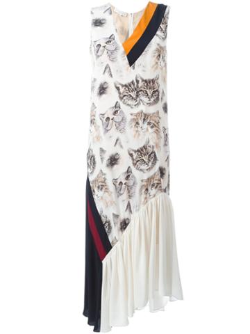 Stella Mccartney 'ilona' Cat Print Dress, Women's, Size: 38, White, Silk