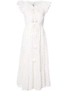 Figue Gianna Metallic Polka-dot Peasant Dress - White