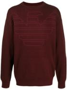 Emporio Armani Relaxed-fit Eagle Logo Jumper - Red