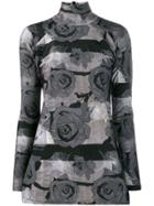 Barbara Bologna Floral Print Mock Neck Top - Grey