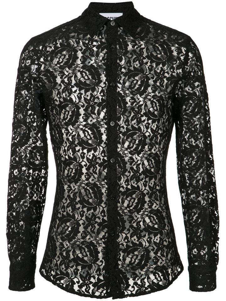 Moschino - Sheer Lace Shirt - Men - Polyamide/rayon - 39, Black, Polyamide/rayon