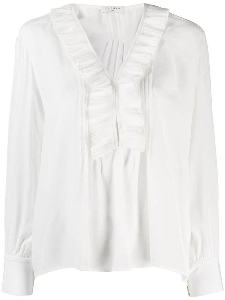 Sandro Paris Ruffle Trim Blouse - White