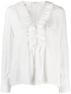 Sandro Paris Ruffle Trim Blouse - White