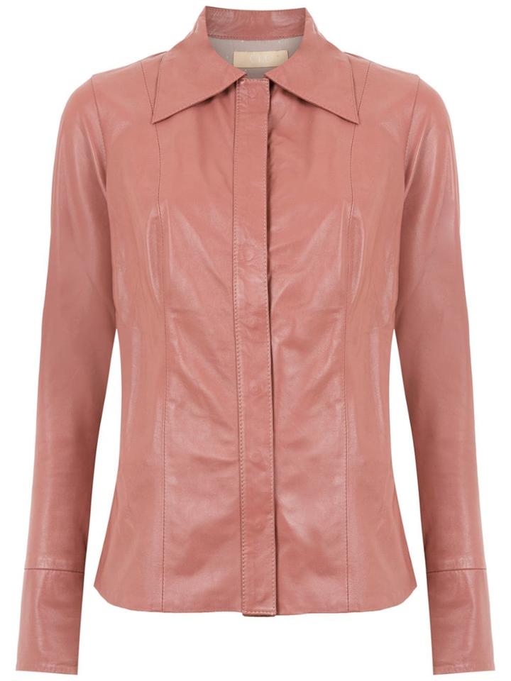 Clé Leather Shirt - Pink & Purple