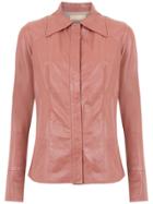 Clé Leather Shirt - Pink & Purple