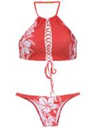 Amir Slama Printed Bikini Set - Red
