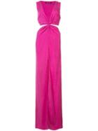 Balmain - Cut Out Detail Dress - Women - Cupro - 38, Pink/purple, Cupro