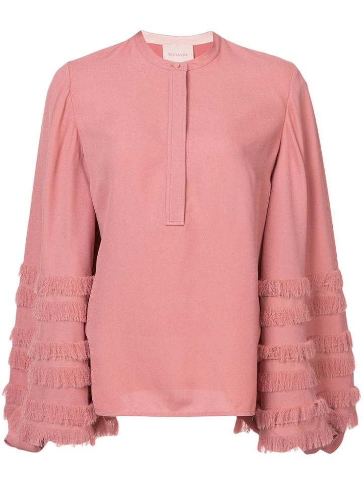 Roksanda Fringed Oversize Sleeve Blouse - Pink & Purple