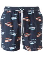 Capricode - Boat Print Swim Shorts - Men - Polyamide - Xxl, Blue, Polyamide
