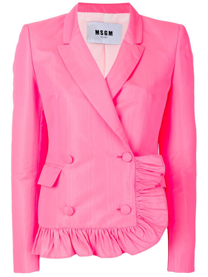 Msgm Ruffle Detail Jacket - Pink & Purple
