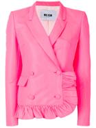 Msgm Ruffle Detail Jacket - Pink & Purple