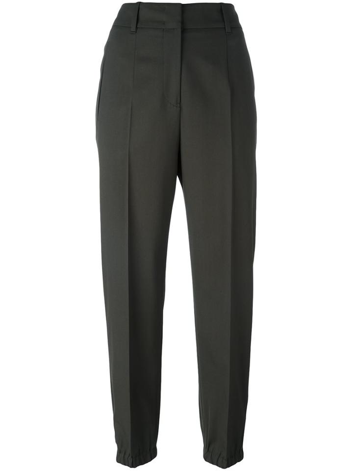 Jil Sander Cuffed Trousers, Women's, Size: 36, Green, Cotton/spandex/elastane/virgin Wool