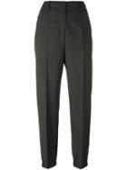 Jil Sander Cuffed Trousers, Women's, Size: 36, Green, Cotton/spandex/elastane/virgin Wool