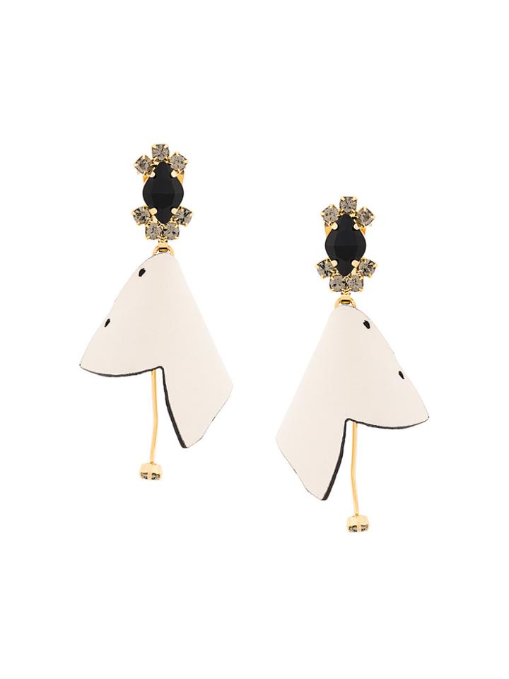 Marni Embellished Flower Earrings - Nude & Neutrals