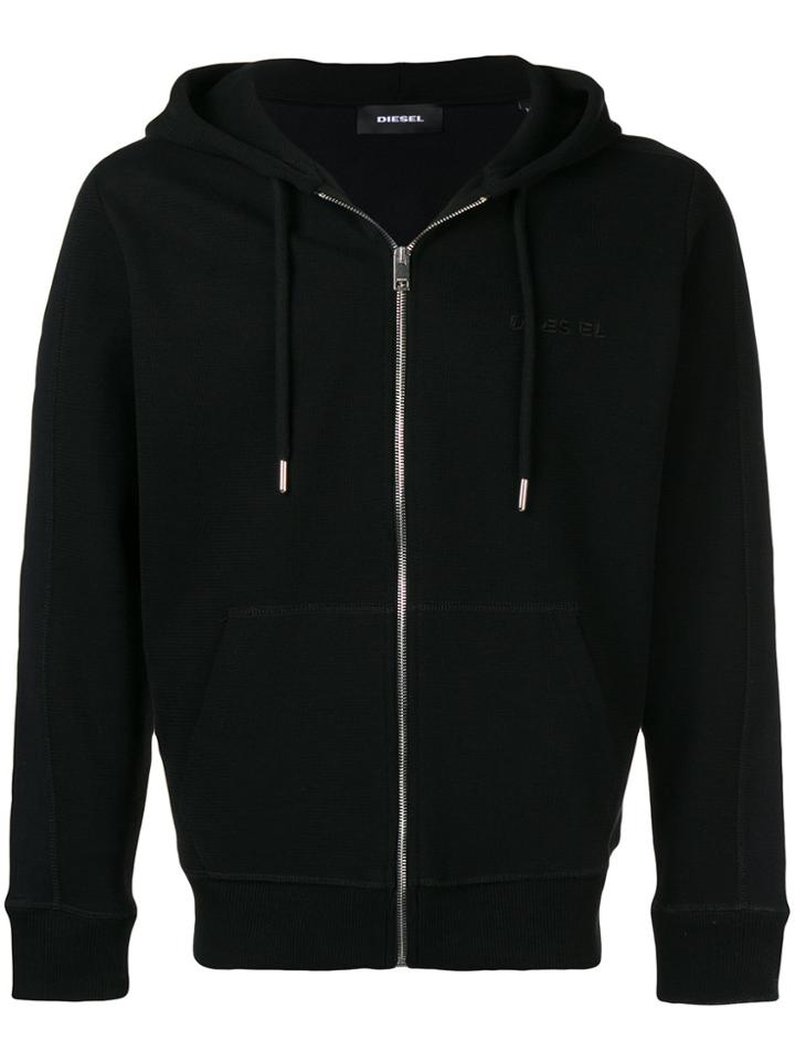 Diesel Embroidered Logo Hoodie - Black