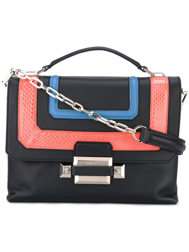 Versace 'ryder' Shoulder Bag, Women's, Blue, Leather