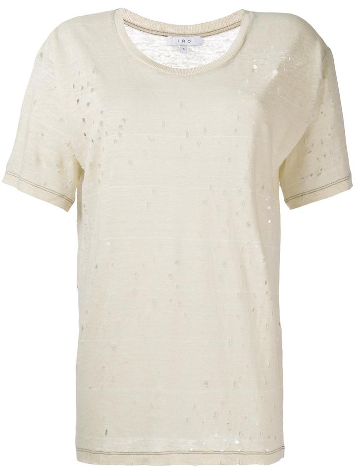 Iro Distressed T-shirt, Women's, Size: Small, Nude/neutrals, Linen/flax