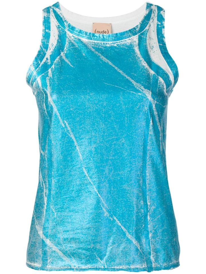 Nude Painted Effect Tank Top - Blue
