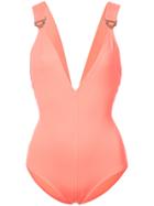 Eres Edge Crew Plunging V-neck Swimsuit - Pink & Purple