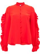 Alexis Long Sleeved Ruffle Blouse - Red