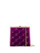 Stella Mccartney Mini Frame Monogram Velvet Clutch - Purple