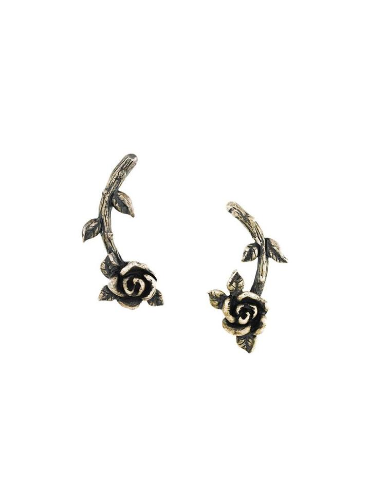 Jean Paul Gaultier Vintage Rose Earrings, Women's, Metallic