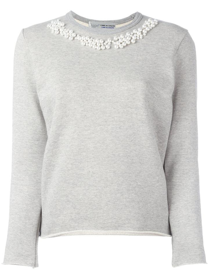 Comme Des Garçons Comme Des Garçons Pearled Trim Sweatshirt, Women's, Size: Xs, Grey, Cotton