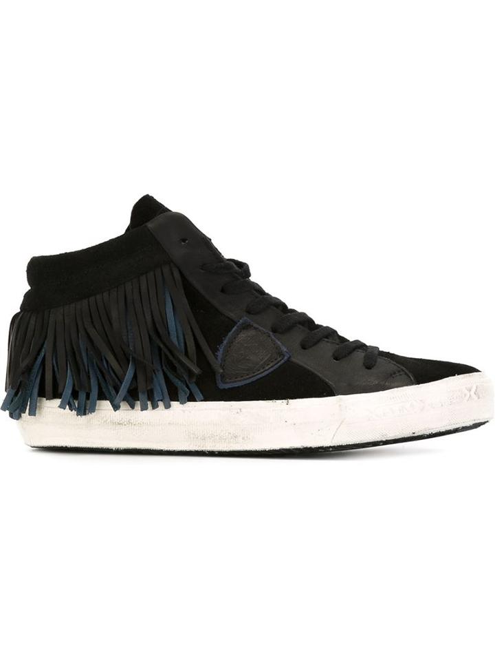 Philippe Model Fringe Ankle Frayed Panel Detail Hi-top Sneakers