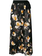 L'autre Chose Floral Print Wrap Midi Skirt - Black
