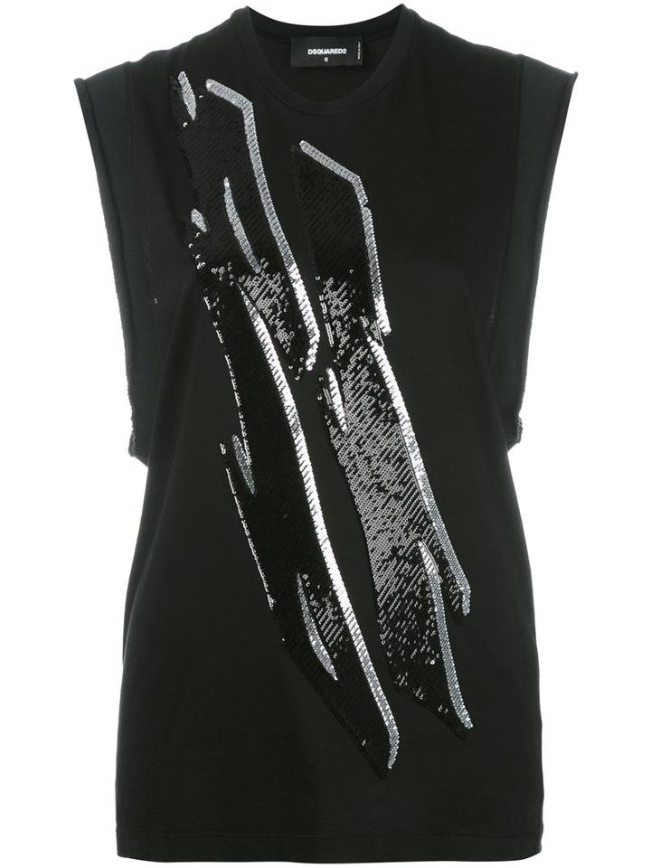 Dsquared2 Tiger Flash Tank Top, Women's, Size: Small, Black, Cotton/polyester