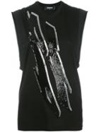 Dsquared2 Tiger Flash Tank Top, Women's, Size: Small, Black, Cotton/polyester