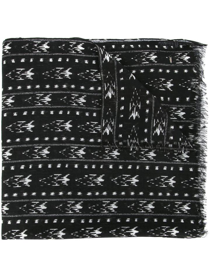 Saint Laurent Ikat Patterned Stole - Black