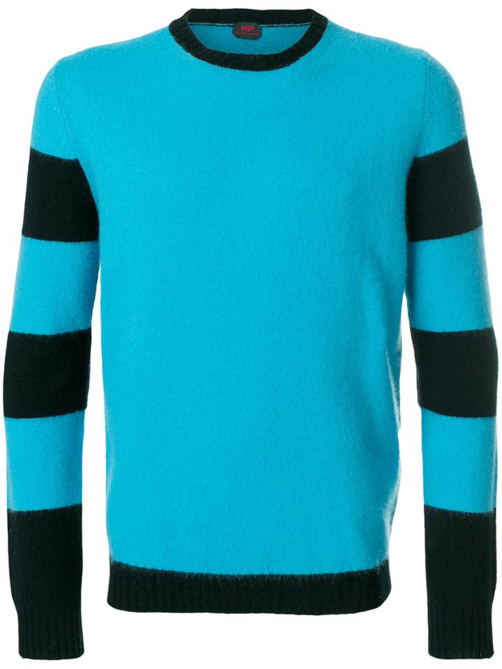 Mp Massimo Piombo Striped Sleeves Sweater - Blue