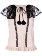 Red Valentino Lace Insert Blouse - Pink & Purple