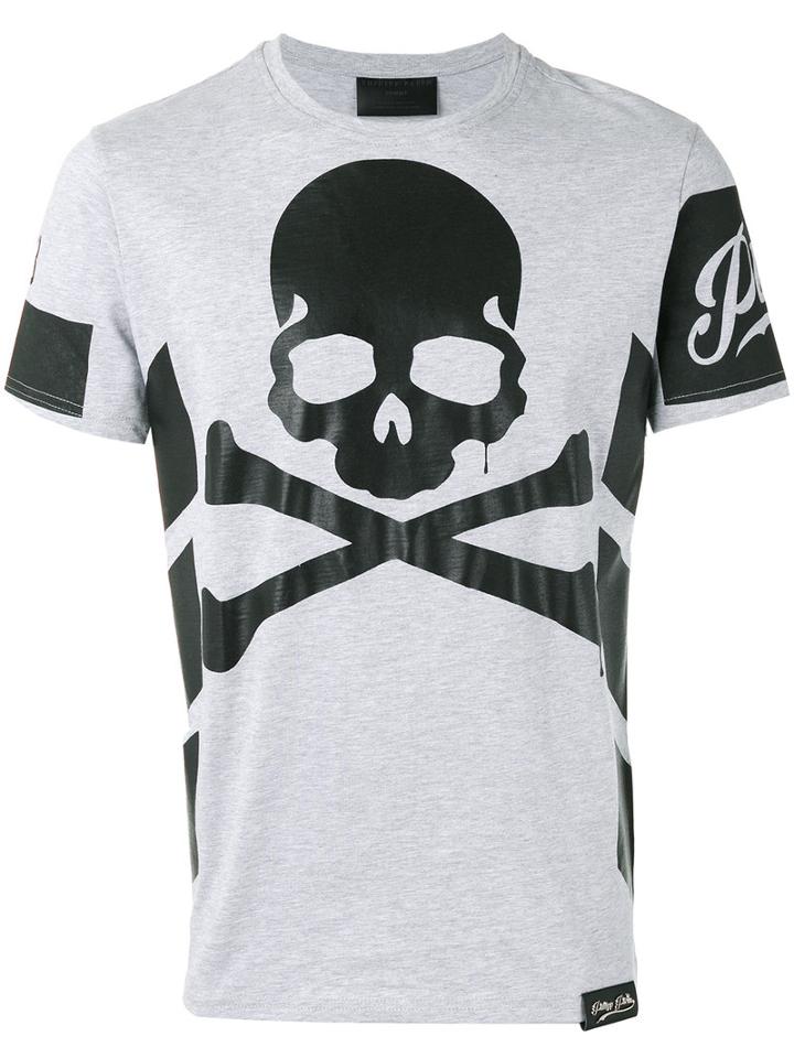 Philipp Plein - Skull Print T-shirt - Men - Cotton - Xxl, Grey, Cotton