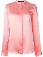 Haider Ackermann Collarless Shirt, Women's, Size: 40, Pink/purple, Silk