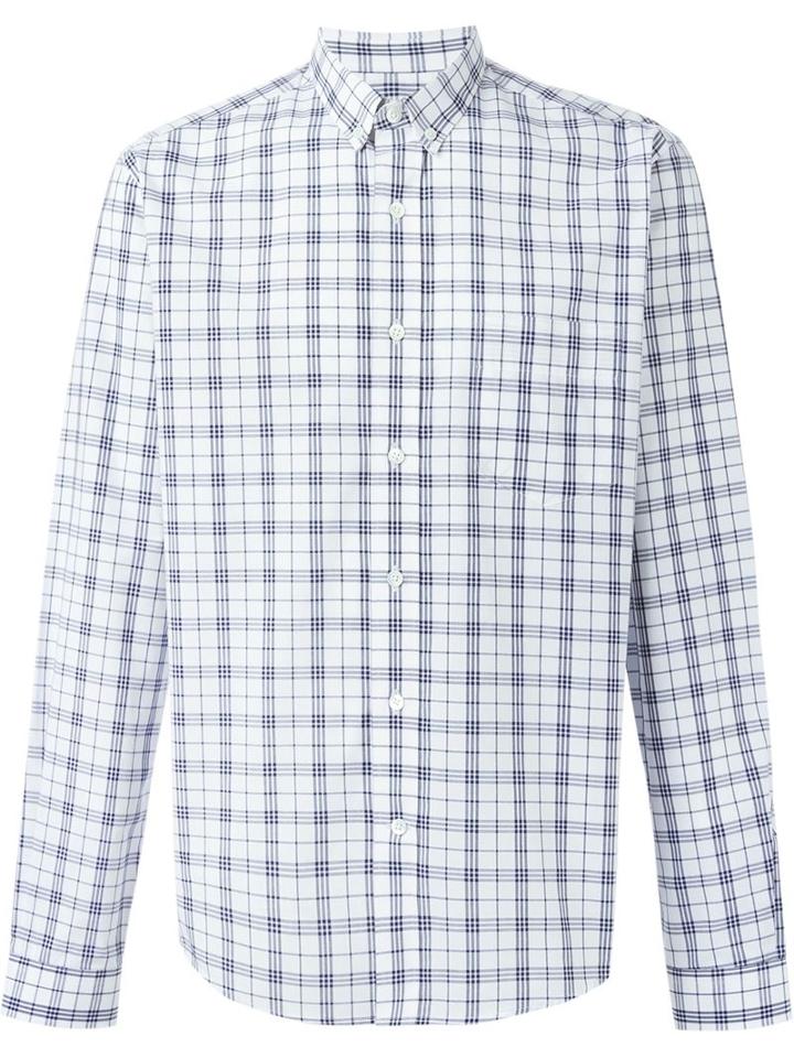 Ami Alexandre Mattiussi Plaid Shirt, Men's, Size: 39, White, Cotton