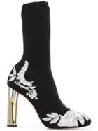 Alexander Mcqueen Bug Embroidered Sock Boots - Black