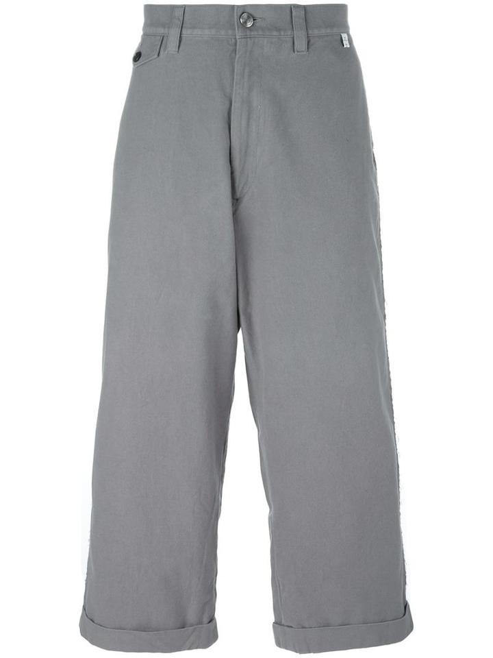 Facetasm Wide-legged Cropped Trousers, Men's, Size: Iv, Grey, Cotton
