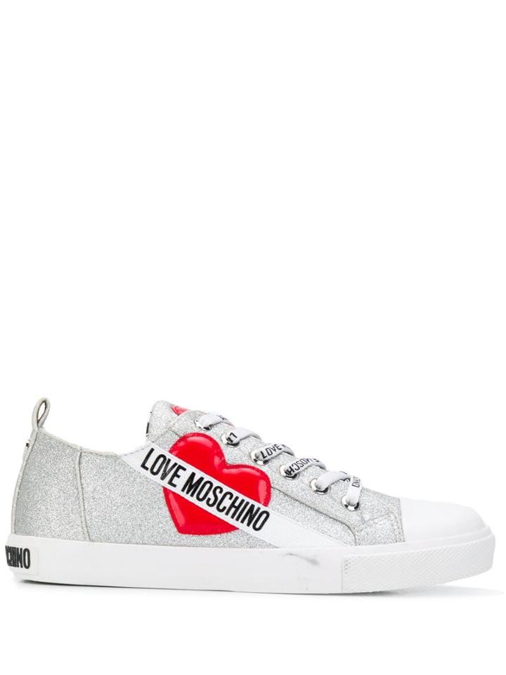Love Moschino Glitter Logo Sneakers - Silver