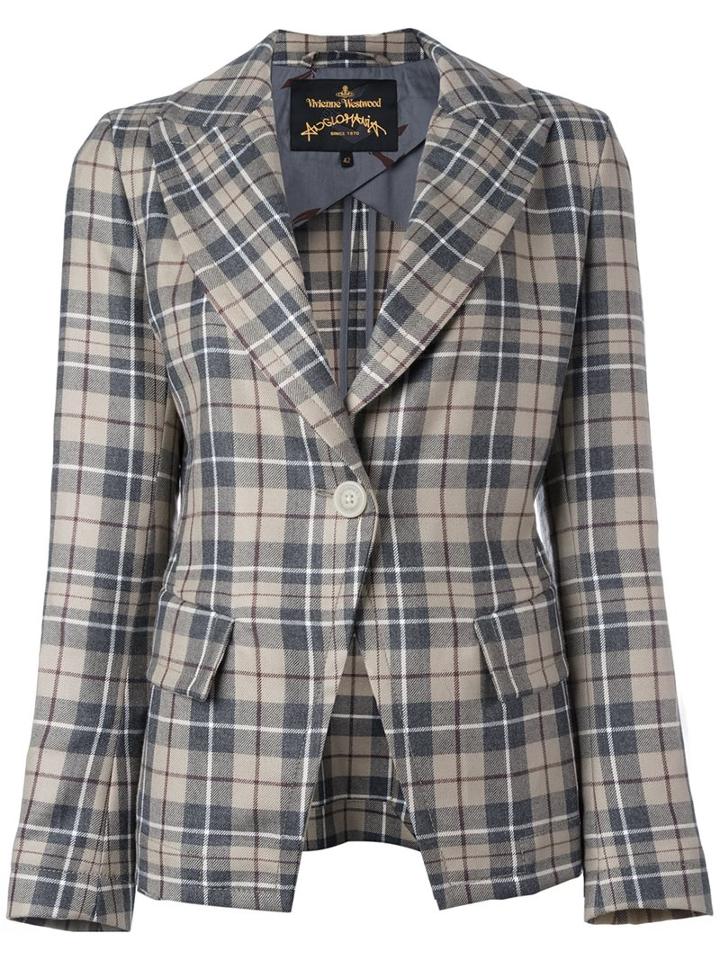 Vivienne Westwood Anglomania Checked Blazer, Women's, Size: 40, Nude/neutrals, Cotton/polyester/virgin Wool