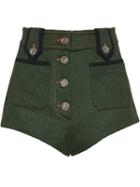 Miu Miu Short Buttoned Shorts - Green