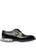 Fendi Monk Embroidered Strap Shoes - Black