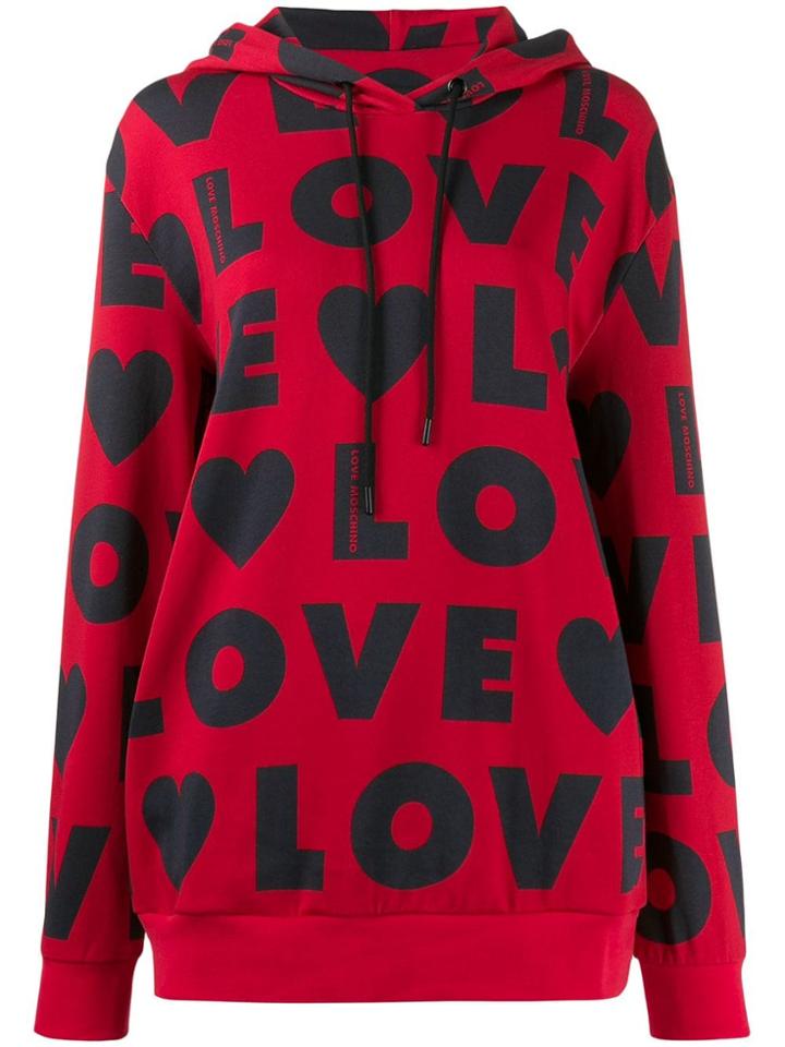 Love Moschino Repeat Logo Hoodie - Red