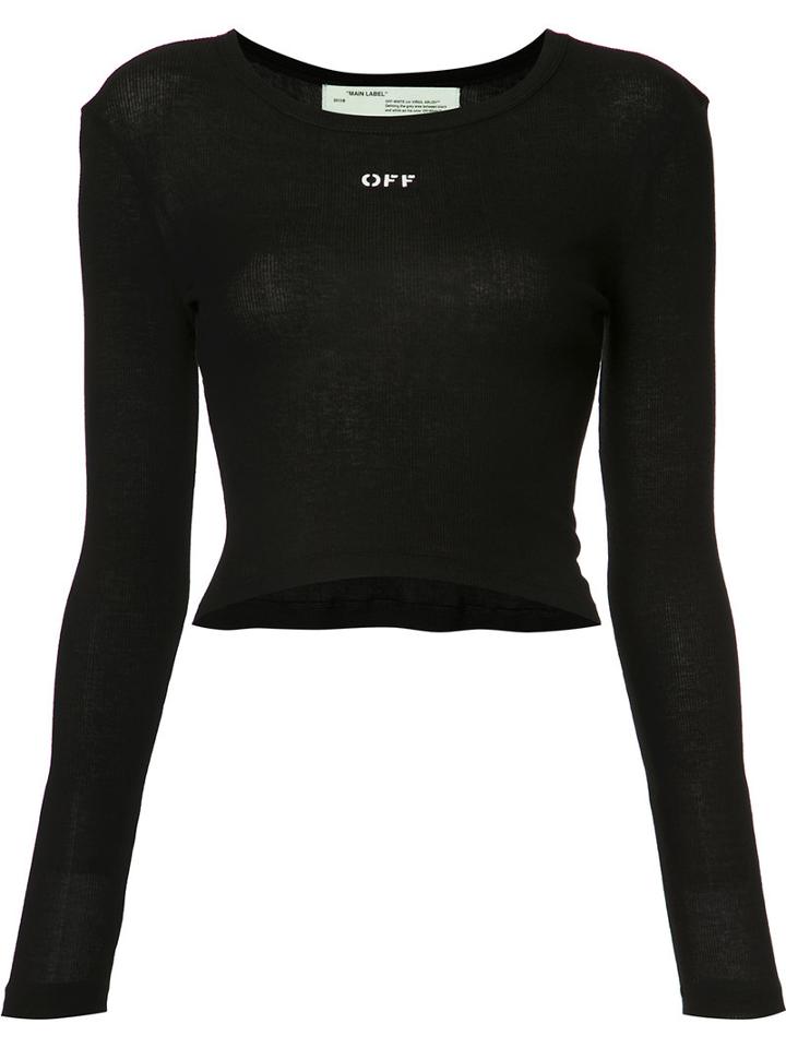 Off-white - Cropped Blouse - Women - Cotton - S, Black, Cotton