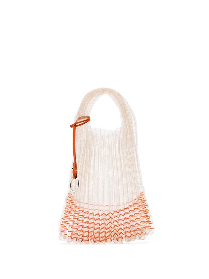 Jil Sander Peach Market Small Bead-embellished Mesh Tote Bag - Pink