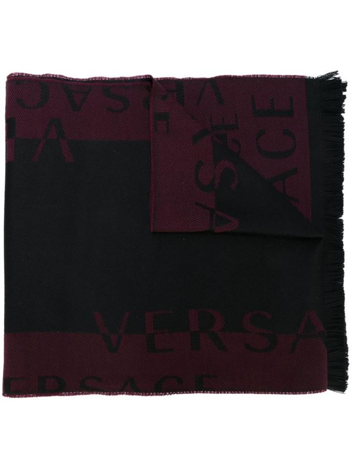 Versace Logo Scarf, Men's, Red, Wool