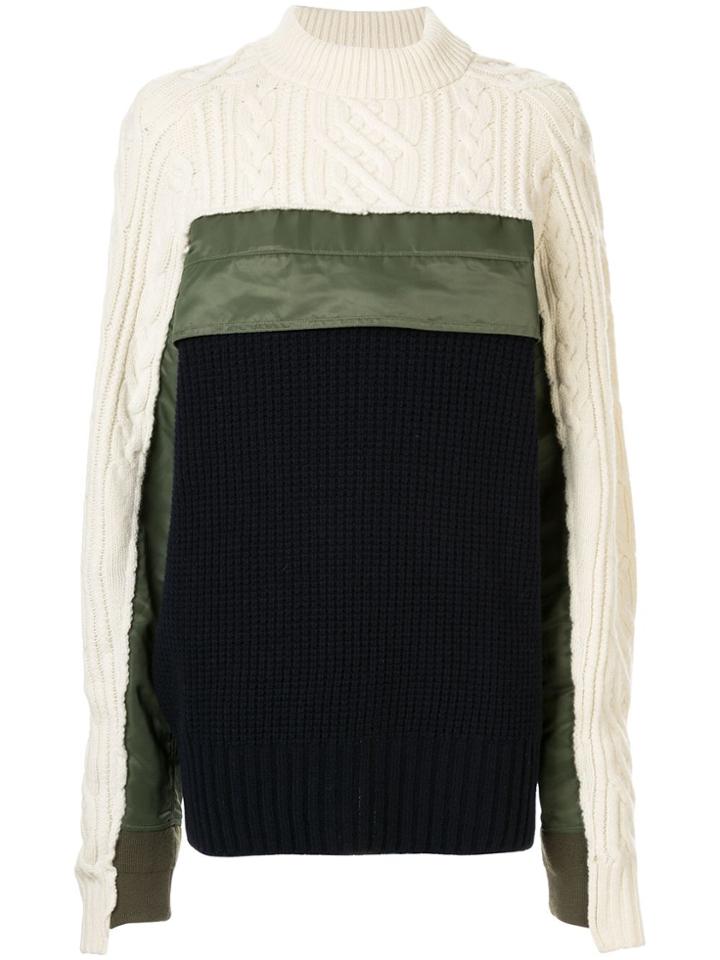 Sacai Contrast Panelled Jumper - White