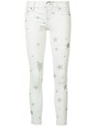 Rta Star-print Skinny Trousers, Women's, Size: 24, White, Cotton/spandex/elastane/lamb Skin