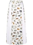 Victoria Victoria Beckham Safari Print Midi Skirt - White